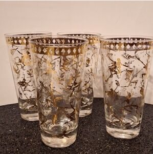 4 rare vintage MCM Josephine Baker Tribal Dance glasses